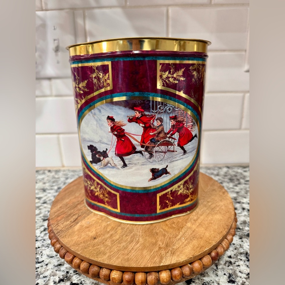 Vintage Avon Tea Tin‎ Victorian Children Scene Made in England
